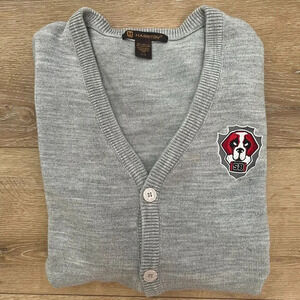 Harrington Oversized Dad Cardigan with Patch Gray Size Large